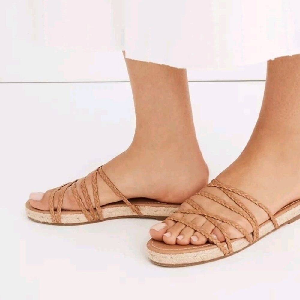 Madewell Kathryn Espadrille Slide Sandal in Leather 8.5